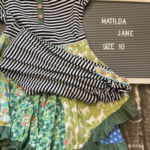 Matilda Jane Black and White Striped Dress with matching pants